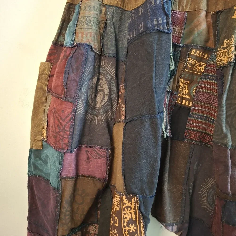 Kathmandu Patchwork Harem Pant Drop Crotch M Boho Festival Hippie Yoga Grunge